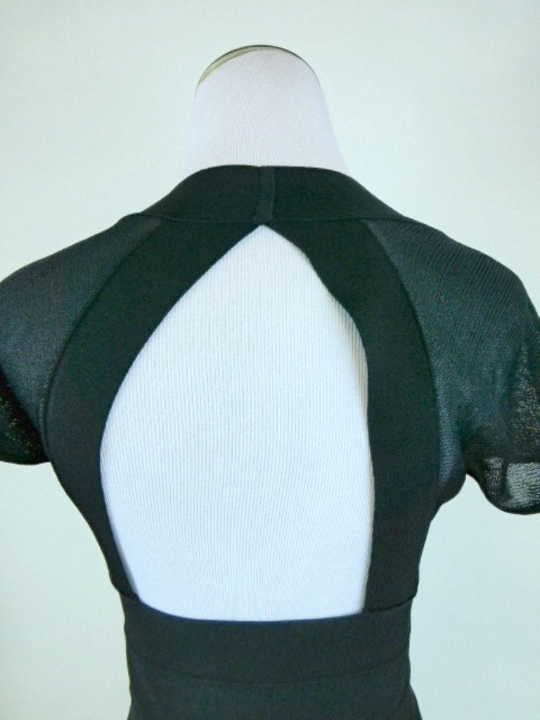 Giorgio Armani Ax Open Back Black V Neck Sheer Top — image 2 of 4